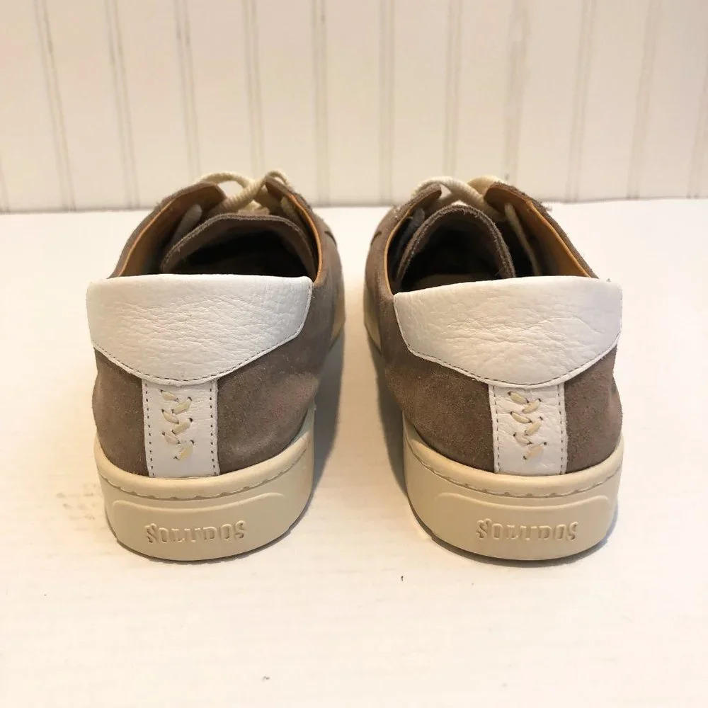 Soludos Gray Cream Suede Leather Low Top Lace Up Classic Bohemian Sneakers 10 - Picture 7 of 10